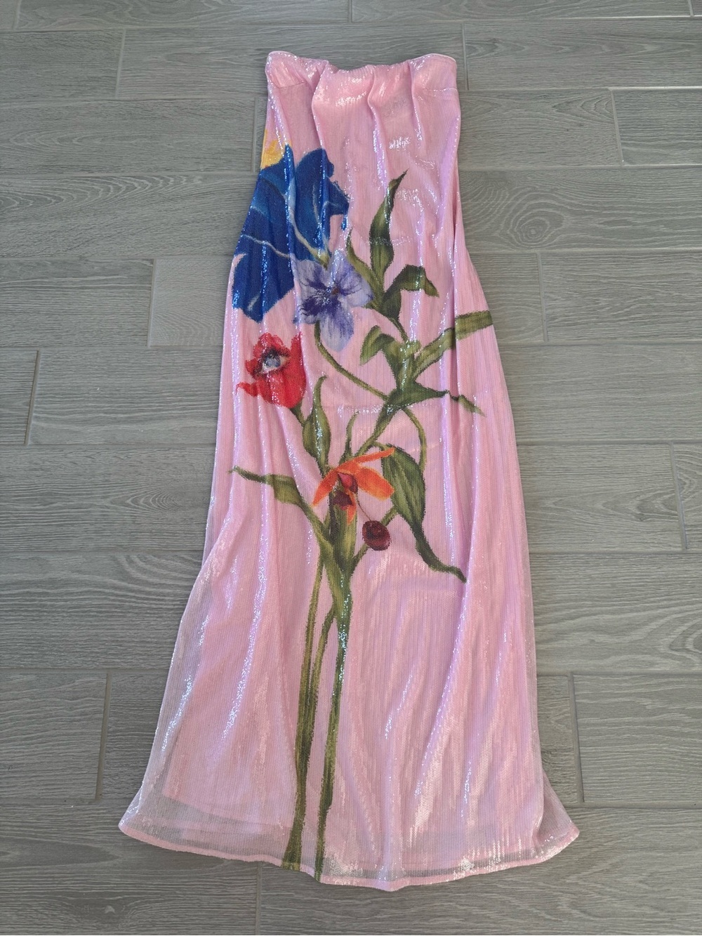 ROAME REVOLVE Floral Motif Sequined Strapless Bianca Dress Elysium Blush 0 NWT - Picture 6 of 7